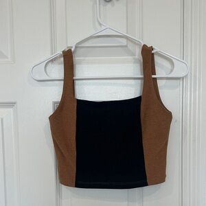 Beyond Yoga Brown/Black Colorblock Women's Crop Athletic Tank Top